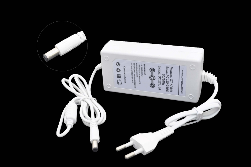 Блок питания 220V/12V 3.0A OT-APB41 (белый) (5.5x2.5) импульсный (адаптер)