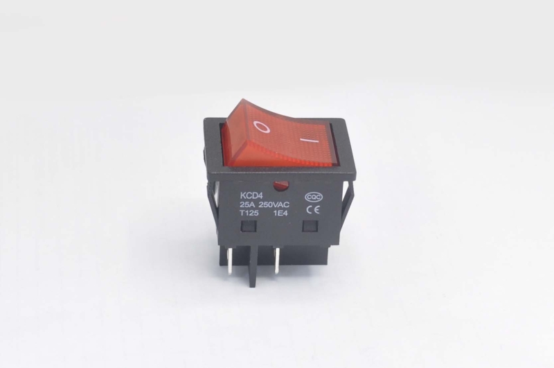 Переключатель KCD4-JK-201 (KCD4-JK-201N11CRKA) On-Off красный 250V 25A (4c)