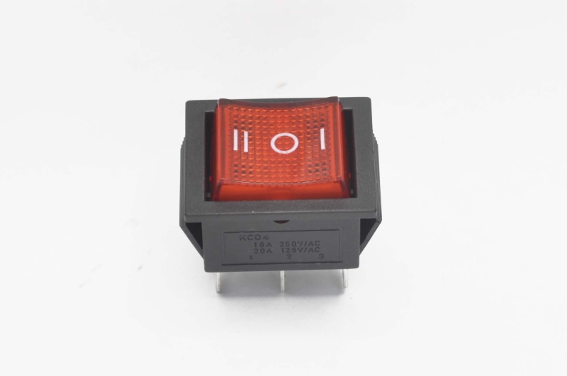 Переключатель KCD4-203N-C6-R On-Off-On красный 250V 15A T85 (6c) (107338)