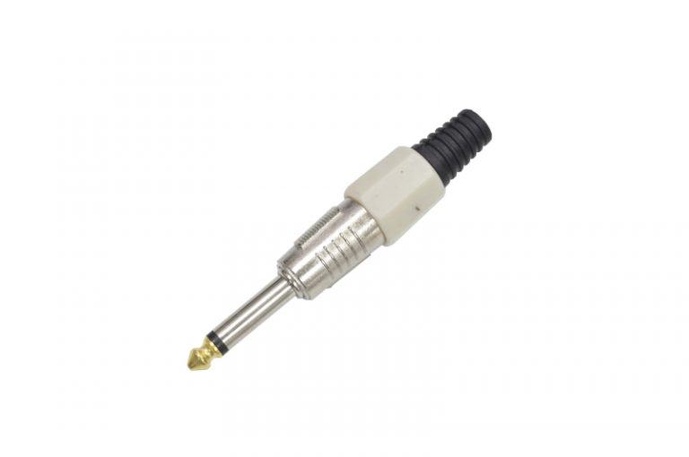 Разъем аудио 6.3mm "шт" моно цанга белый gold 1-118G WH