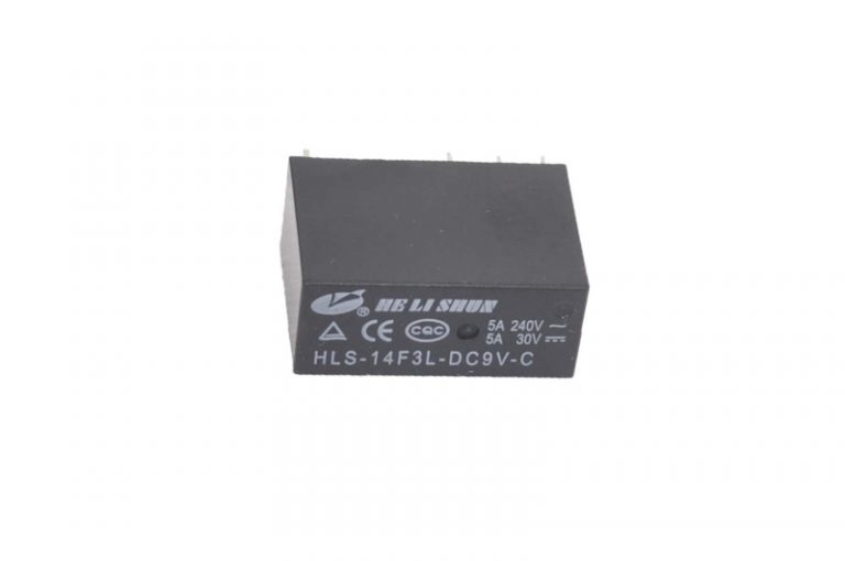 Реле HLS-14F3L-DC9V-C Катушка 9V, две группы (2C), 5А 29х12.6х20.6
