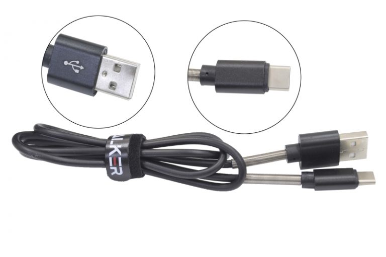 16785 Кабель Walker C720 USB -Type-C с пружинами, черный