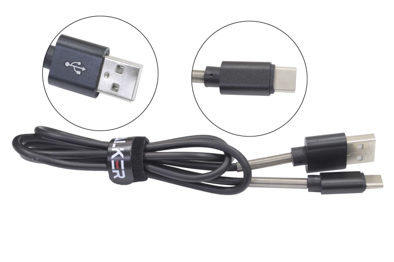 16785 Кабель Walker C720 USB -Type-C с пружинами, черный