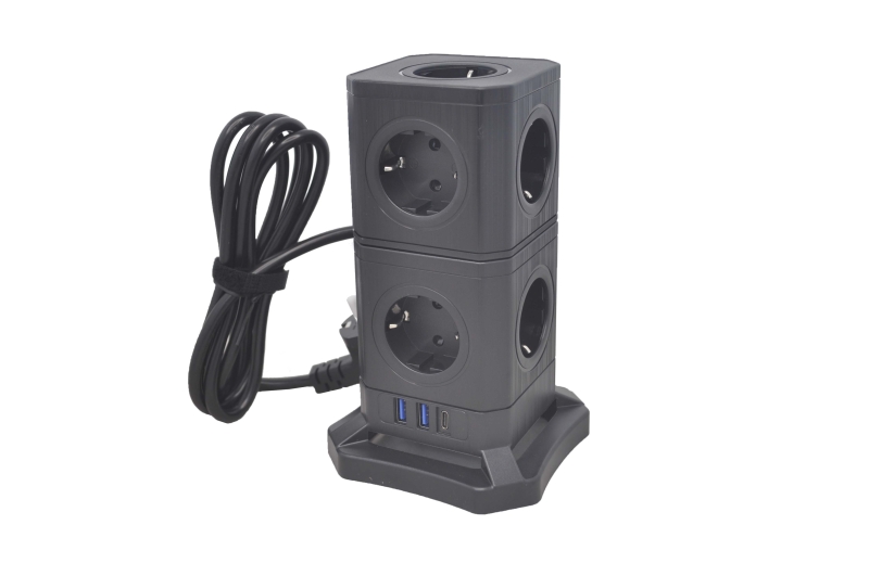 42088 Сетевой фильтр Qumo Power Block System PD1+1 12SP5U (P-0003), 9 розеток+2USB 2,0м