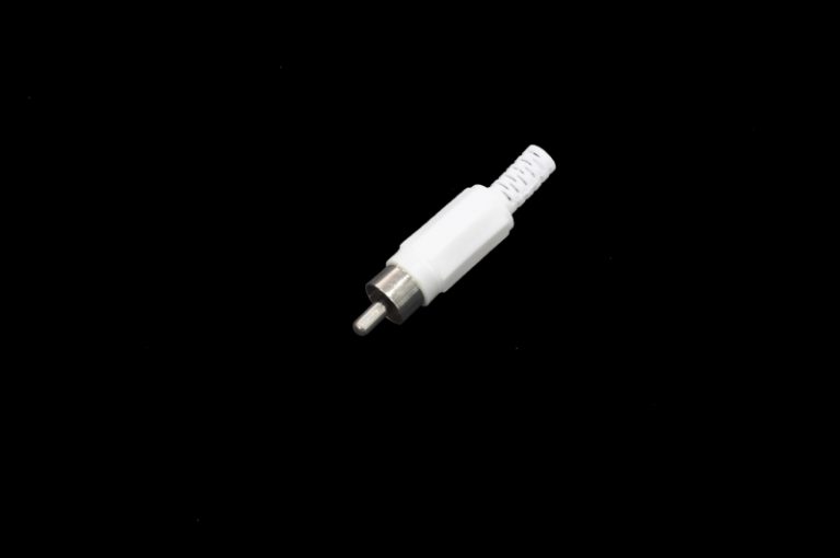 Разъем RCA "шт" пластик на кабель белый 1-200 (14-0401)