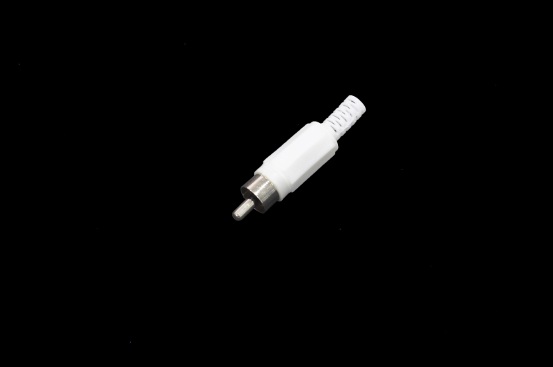 Разъем RCA "шт" пластик на кабель белый 1-200 (14-0401)
