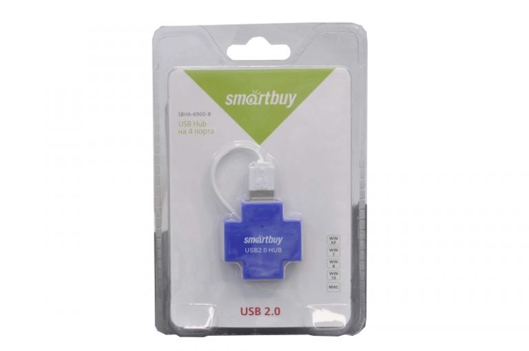 USB разветвитель SmartBuy 4USB голубой SBHA-6900-B