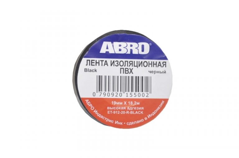 Изолента Abro 19mm х 18,2м черная ET-912-20-BLK-R