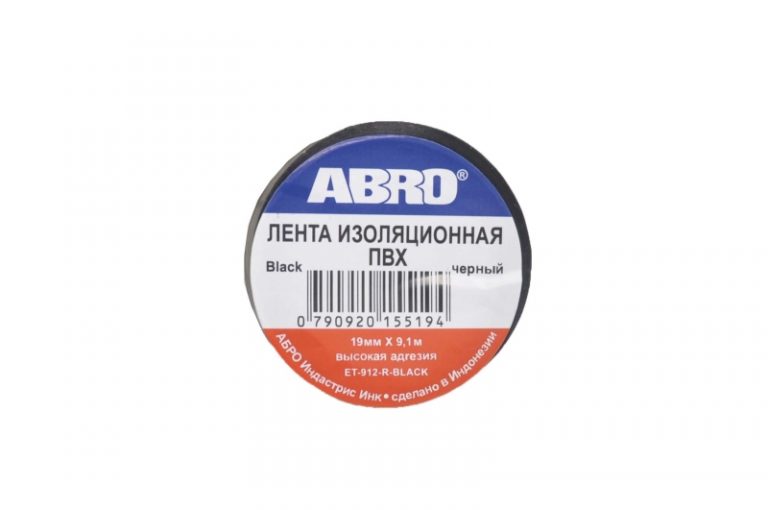 Изолента Abro 19mm х 9м черная ET-912-BLK