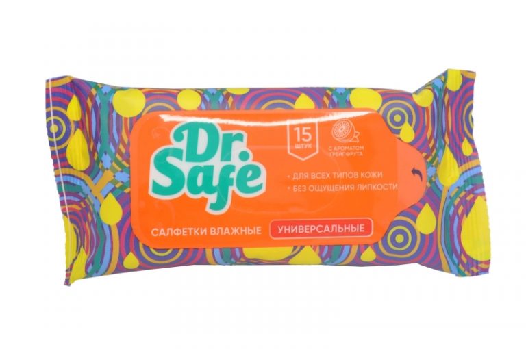 17113 DR.Safe салфетки для рук (грейпфрут), 15шт.