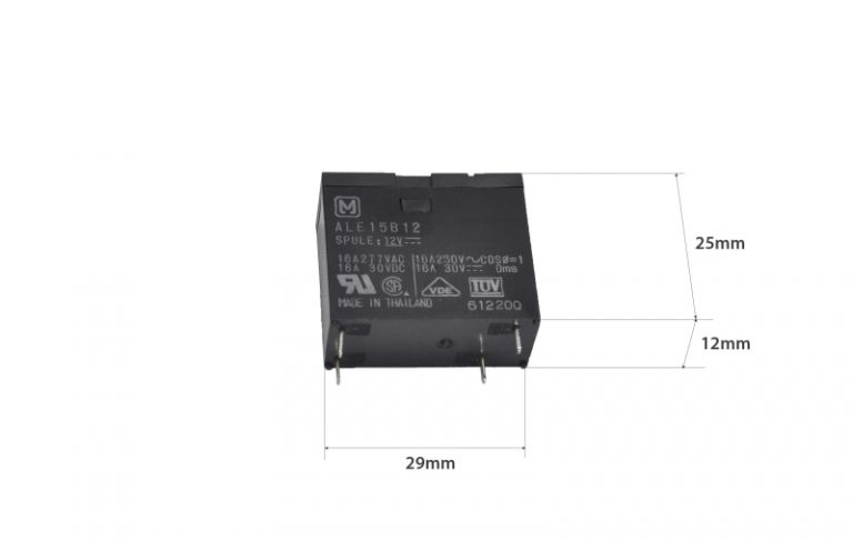 Реле ALE15B12 (GU-1A-12DP) Катушка 12V, одна группа, 16А 29х12,6х24,8